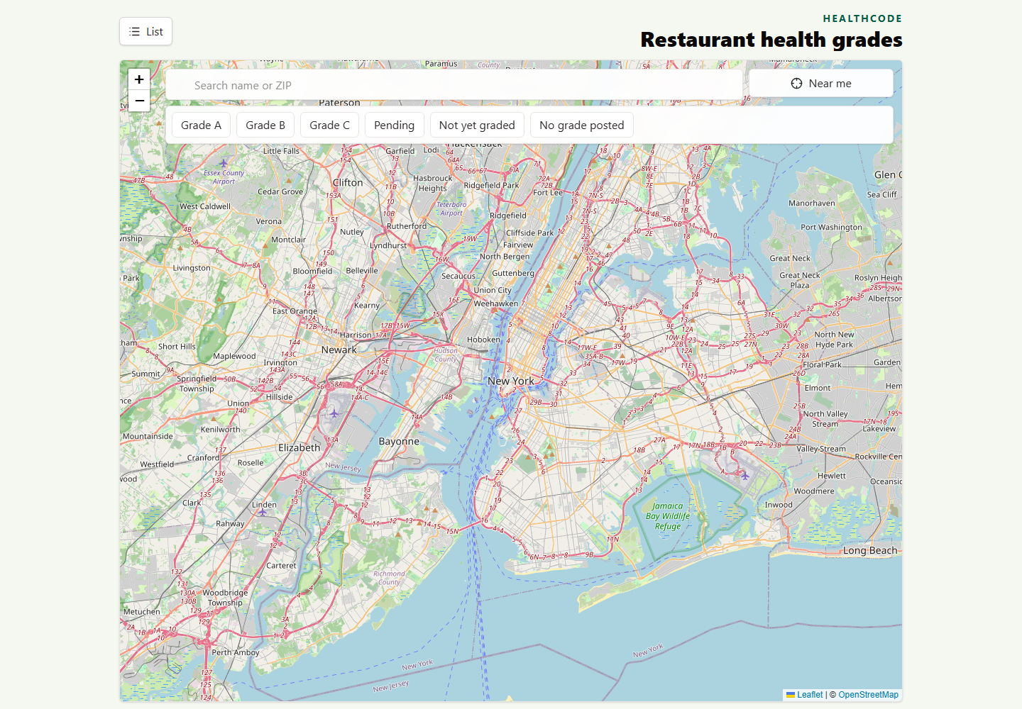 HealthCode application screenshot
