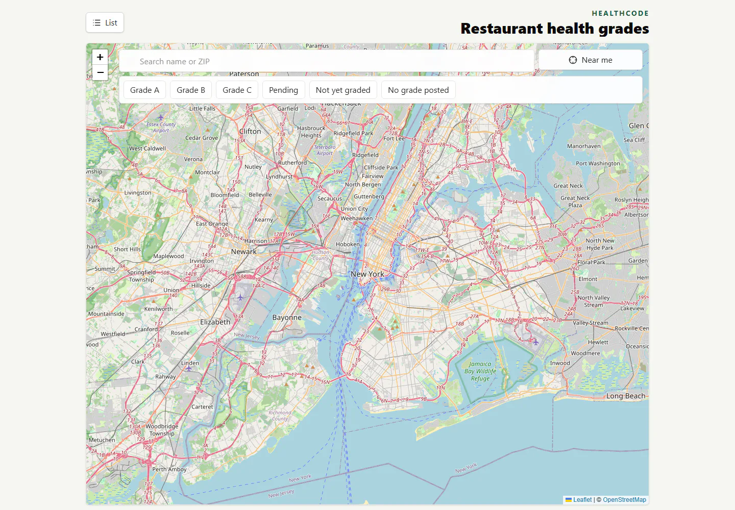 HealthCode application screenshot