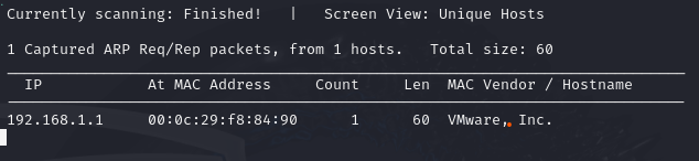 netdiscover scan results