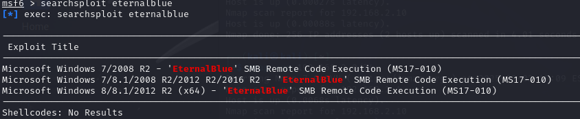 Searchsploit EternalBlue Results